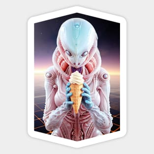 Alien with Ice Cream Cone Sticker